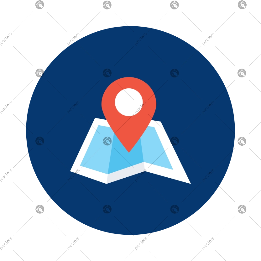Location icon with colorful design in red circle shape